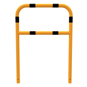 Protective bar made of steel tubing |  60 x 2.5 mm | with crossbar | total width: 1000 mm | total height: 1400 mm | hot-dip galvanized and yellow coatedwith black warning stripes